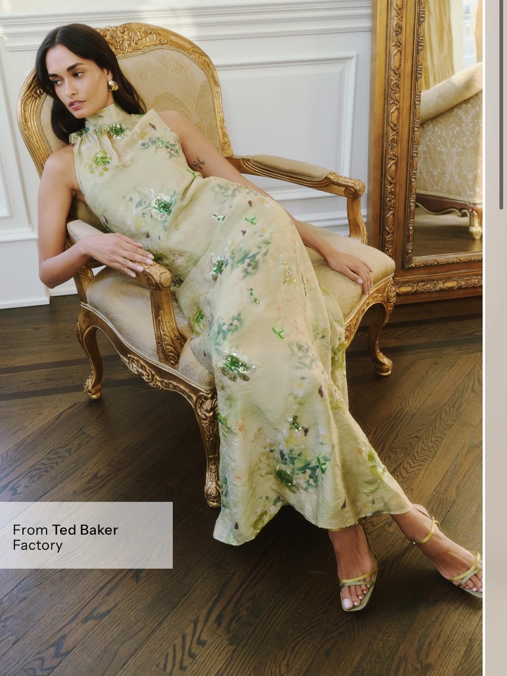 Few Moda OPT NAIA Green high neck embellished formal dress with bow- Mariposa